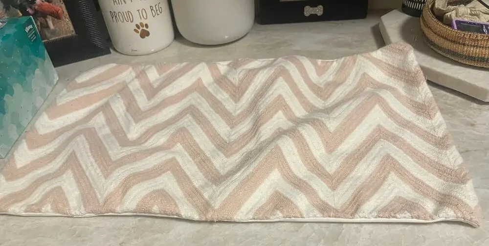 Pottery Barn Chevron pale blush pink and white pillow sham